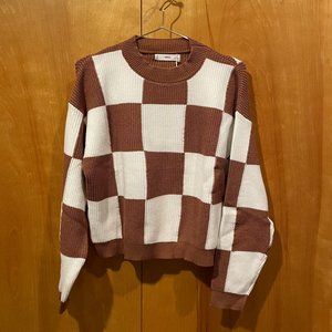 Mango Checks Knitted Sweater Brown White